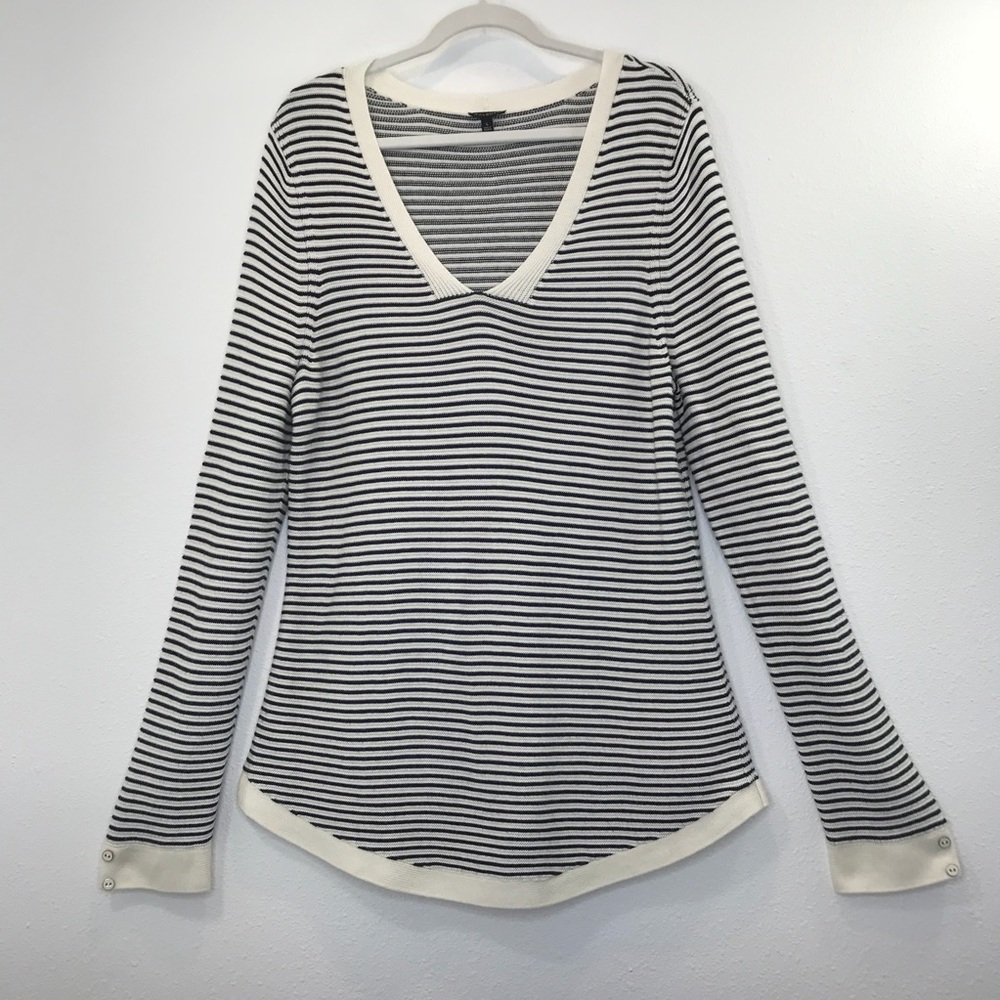 Talbots Rayon blend Striped V Sweater W sz L
